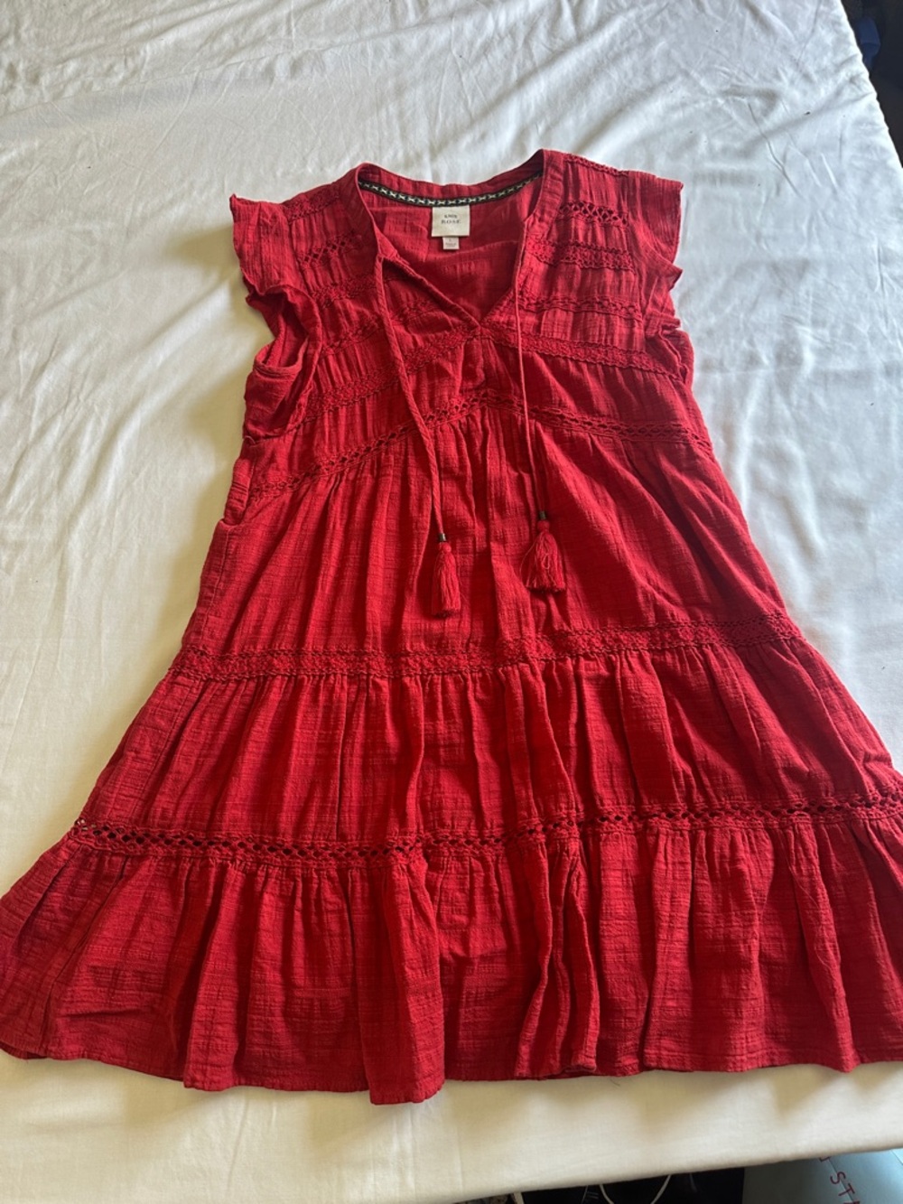 Red Knox Rose dress with Tassel Tie